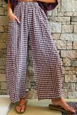 Nonni Gingham Relaxed Barrel Pant Aubergine